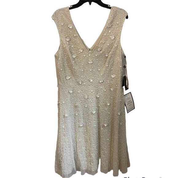 ADRIANNA PAPELL Beaded Cocktail Dress Ivory/Pearl New with Tags! - Picture 2 of 8
